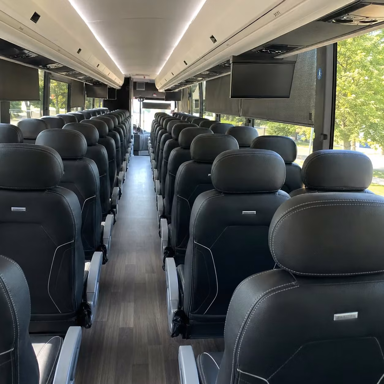 56 passenger charter bus inside